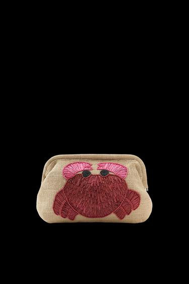 RAFFIA BAG WITH CRAB AND BEAD DETAIL - Light beige by Zara