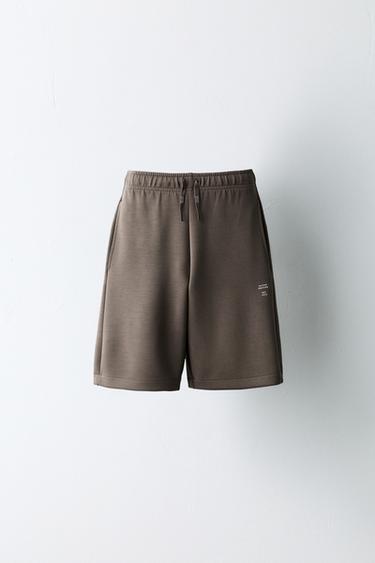 SPORTY SLOGAN BERMUDA SHORTS - Brown by Zara