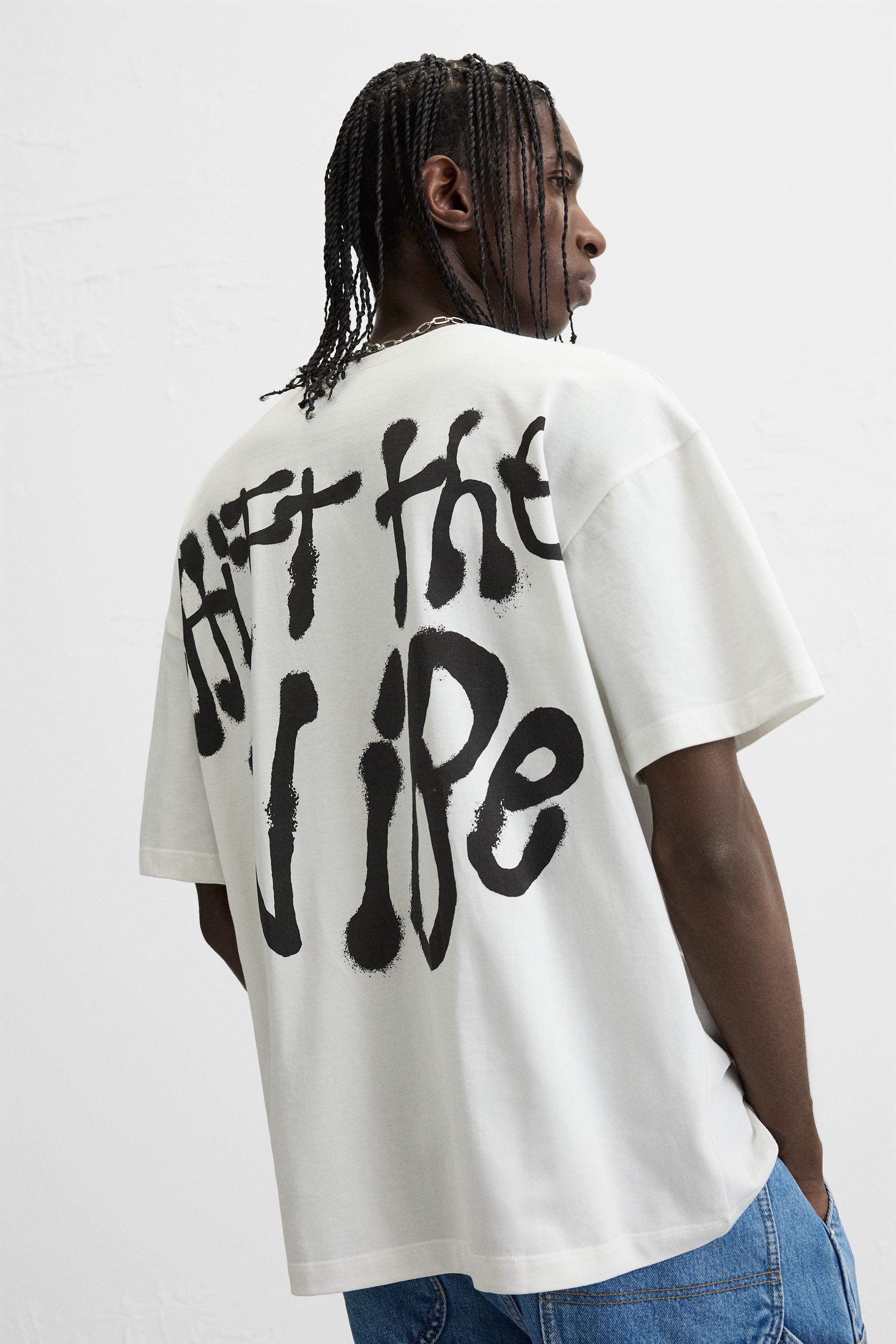 【ZARA】グラフィティテキストTシャツ ホワイト | 5644/105/250 GRAFFITI TEXT T-SHIRT - White | ZARA United States