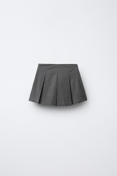 JUPE-SHORT À PLIS PLATS ET STRASS - Gris anthracite de Zara - Image 2