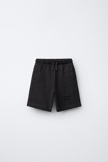 BERMUDA FELPA TEXTO BORDADO - Antracita oscuro de Zara