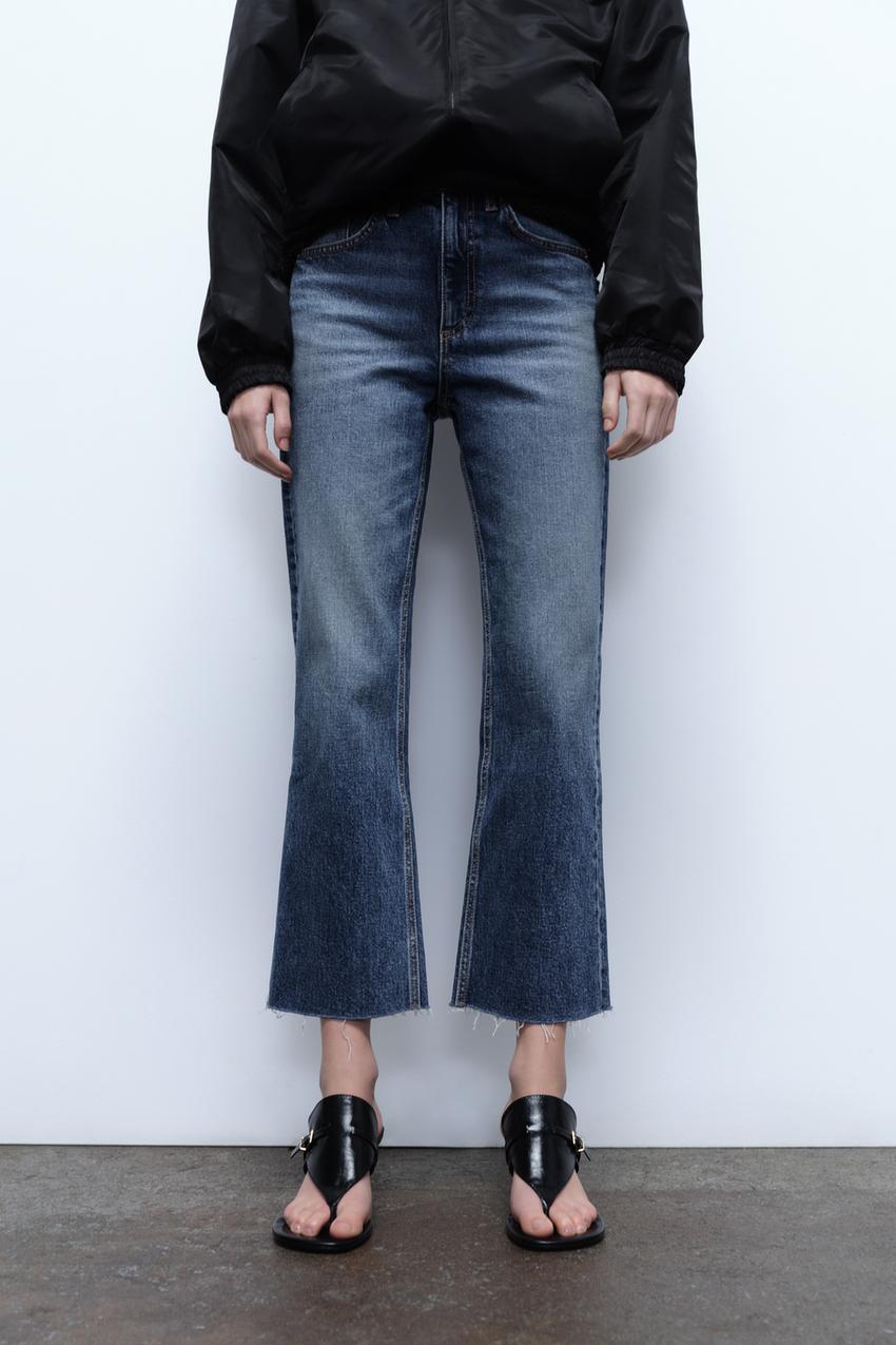 TRF MID-RISE FLARE CROPPED JEANS - Navy blue