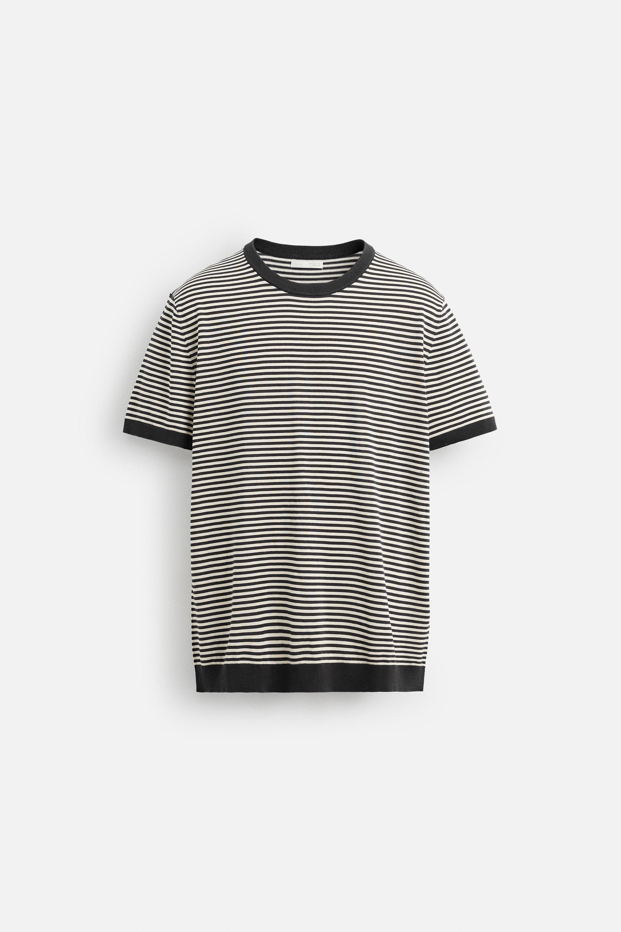 国内発送★ZARA★ストライプ柄*ニットＴシャツ パッチ ストライプTシャツ - レッド | ZARA Japan / 日本