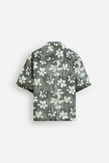 CHEMISE À IMPRIMÉ FLORAL ABSTRAIT - Gris de Zara - Image 7