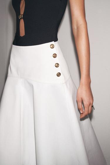 ZW COLLECTION LAYERED SKIRT WITH BUTTONS - White by Zara - Image 1