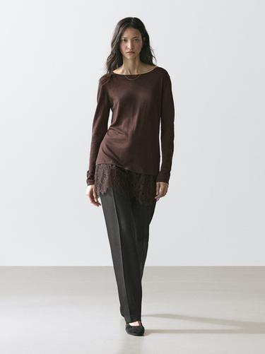 T-shirt manches longues à dentelle - Marron de Zara - Image 0