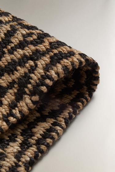 RECTANGULAR GEOMETRIC DESIGN JUTE DOORMAT - Black by Zara - Image 3
