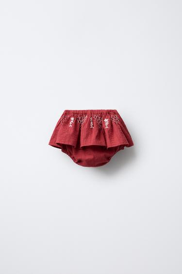 CULOTTE À VOLANT BRODÉE - Rouge de Zara - Image 1