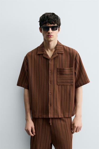 CAMISA RELAXED FIT RAYAS - Teja de Zara