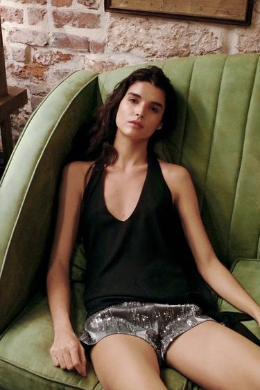 HALTER NECK TOP WITH BOW - Black by Zara