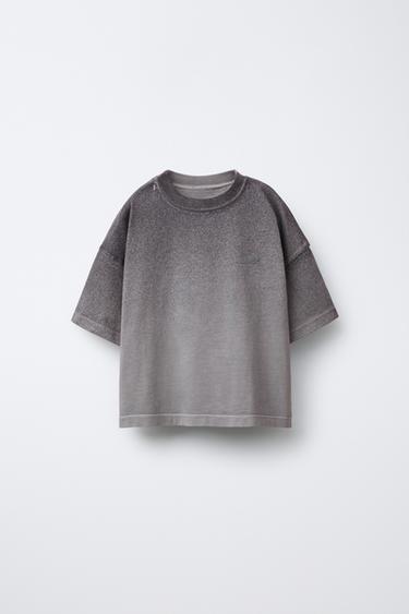 Zara GARMENT DYE LOGO T-SHIRT - Light brown