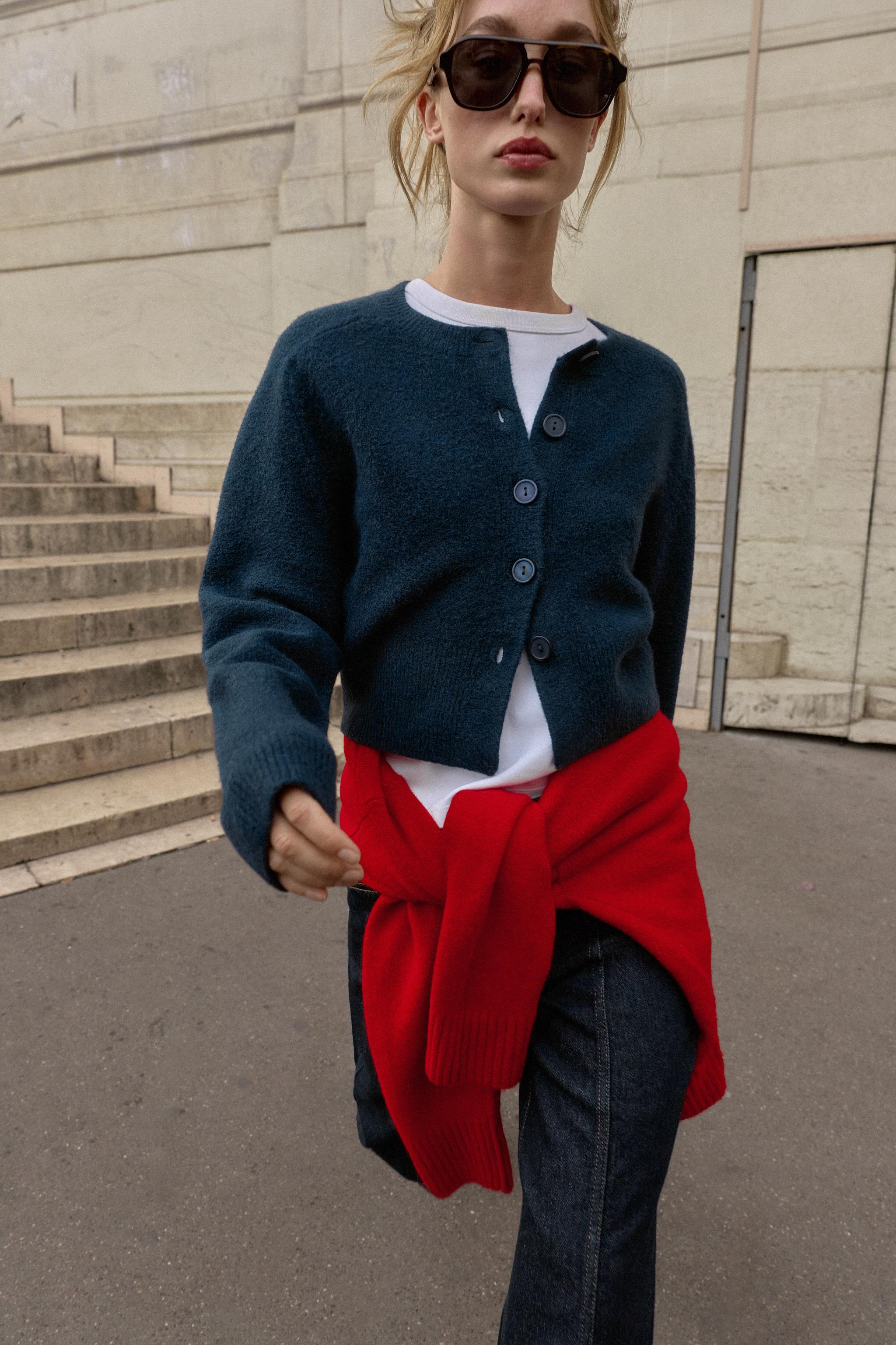 完売 ZARAポプリンコンビニットジャケット ダークグレー色 M