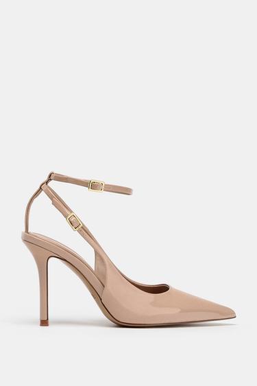 Zara 漆皮高跟穆勒鞋 - 米色