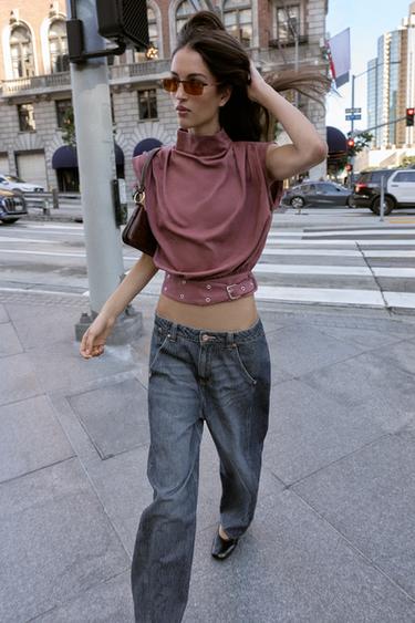 JEANS Z1975 WIDE-LEG LOOSE STITCHING - Blue by Zara