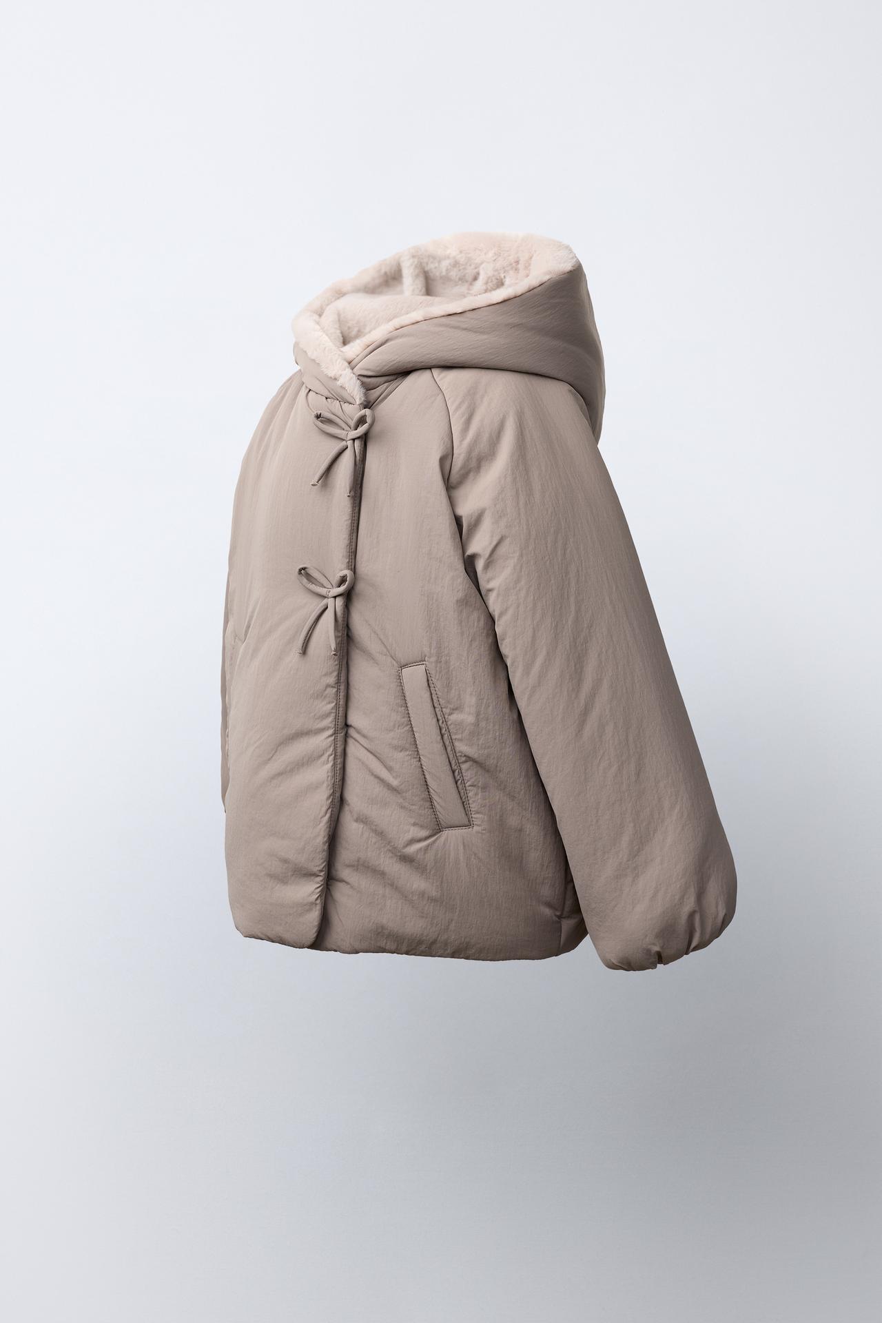 WATER-REPELLENT FAUX-FUR COAT — Brown / Taupe
