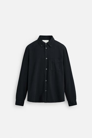 CHAMBRAY-HEMD MIT STRUKTURMUSTER - Dunkles Marineblau von Zara - Bild 0