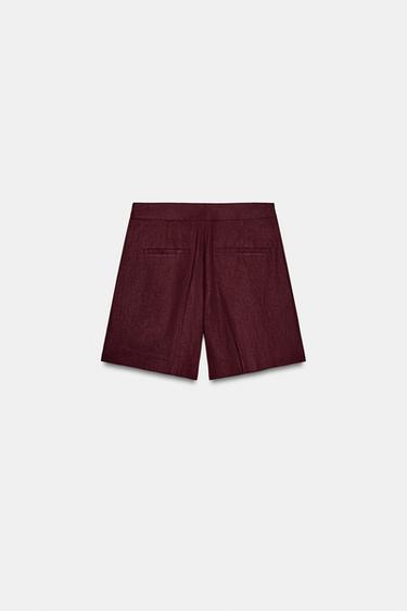 SHORT À PINCES AVEC LIN - Bordeaux de Zara - Image 4
