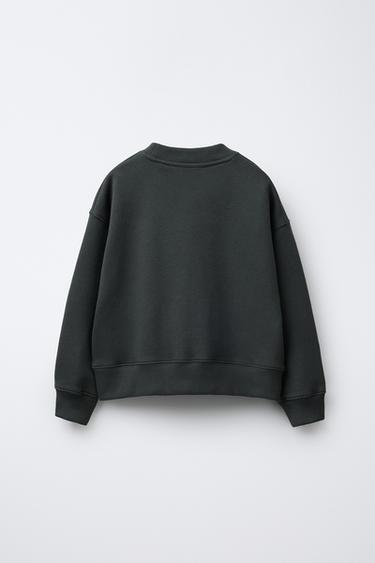 SWEAT À LACETS EN VELOURS - Gris anthracite de Zara - Image 1