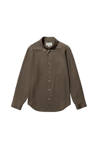 KATOENEN OVERHEMD - LYOCELL - Aardekleur van Zara