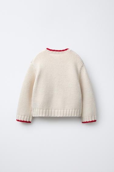 GILET EN MAILLE BRODÉ - Écru de Zara - Image 1