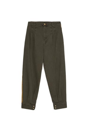 SLOUCHY TROUSERS WITH SHINY SIDE STRIPE