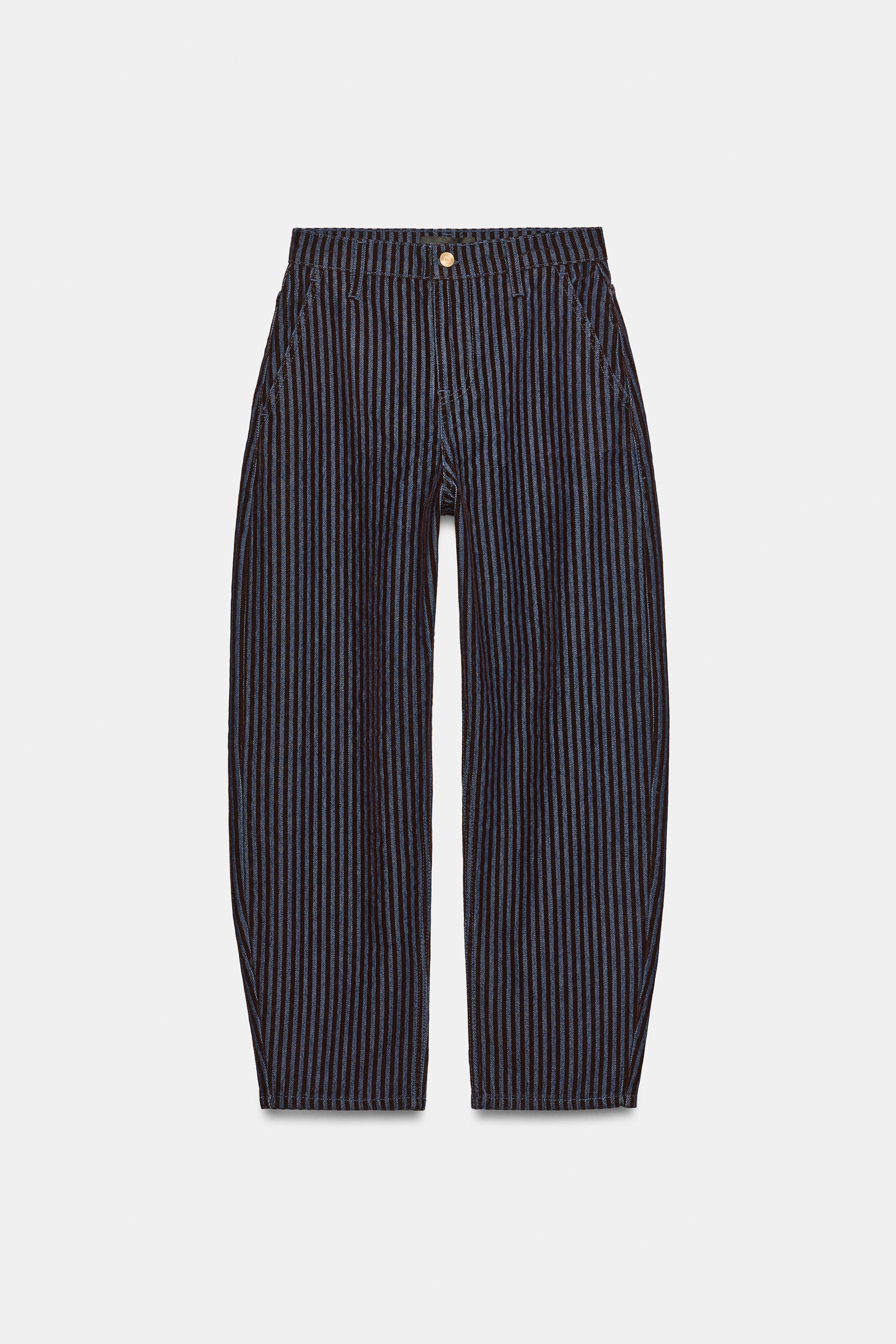 JEAN Z1975 BARREL TAILLE HAUTE RAYURES VELOURS