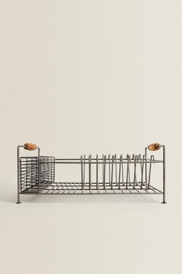 IRON AND ACACIA WOOD DISH DRAINER - Steel by Zara