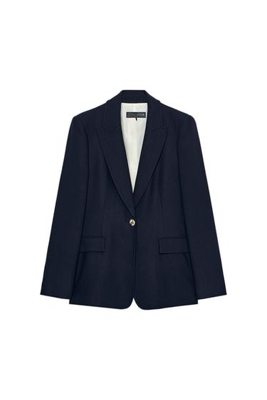 Zara SINGLE BUTTON STRAIGHT BLAZER - Navy blue