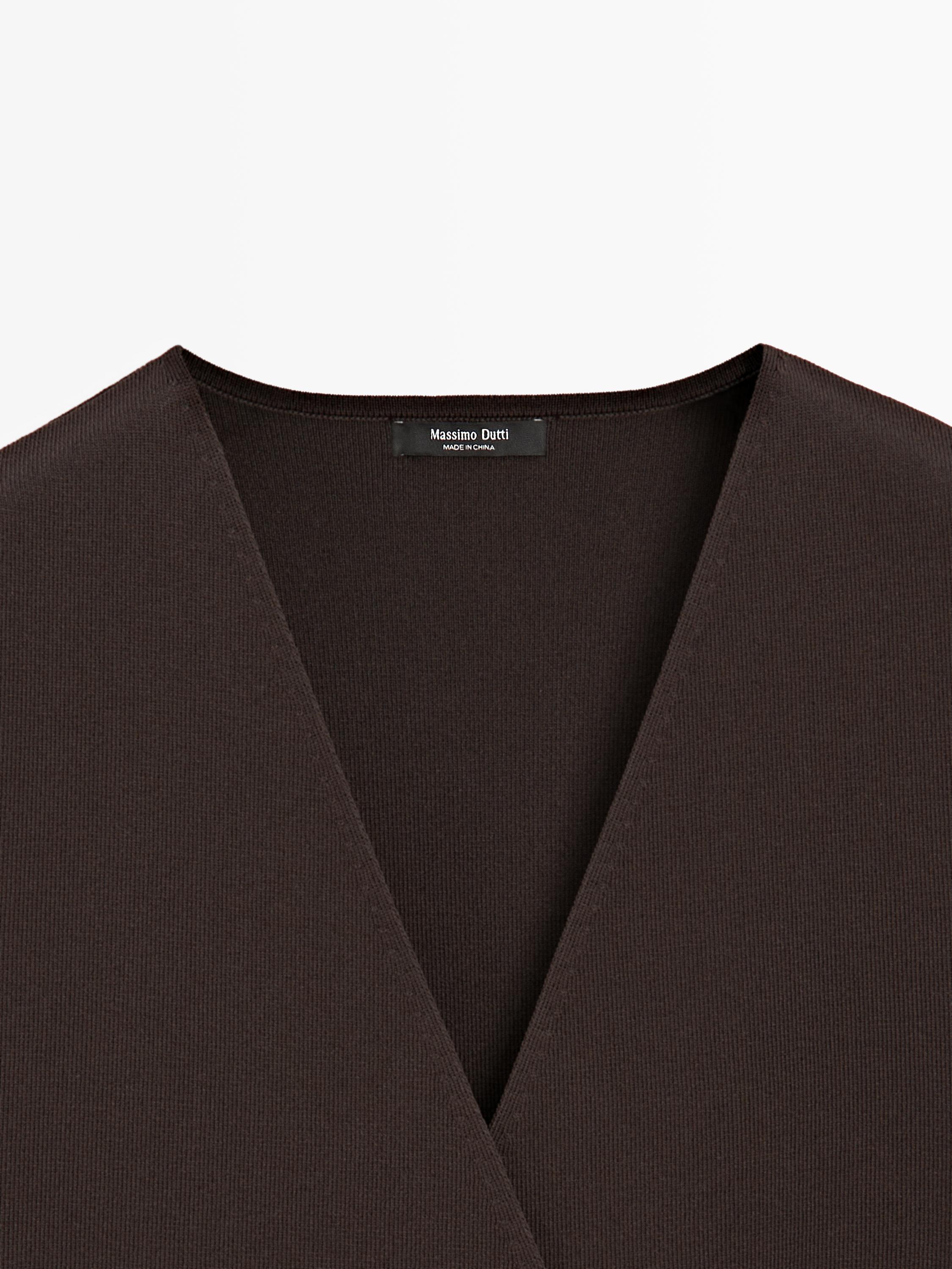 Crossover knit vest with tie detail