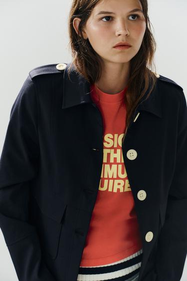 Zara CONTRAST BUTTON POCKET BLAZER - Dark navy