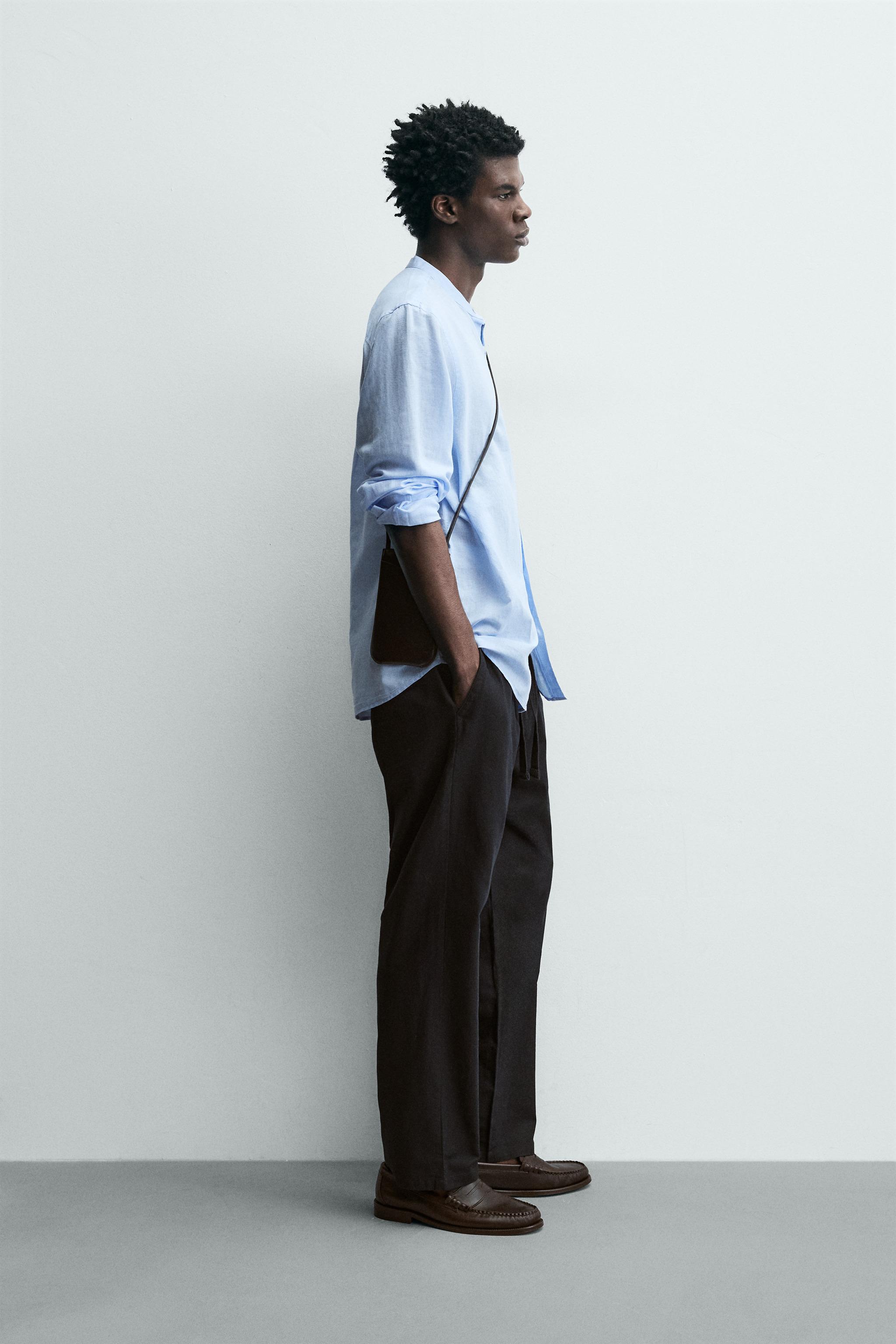 Zara PAMUK KARIŞIMLI RELAXED FIT PANTOLON görsel 4