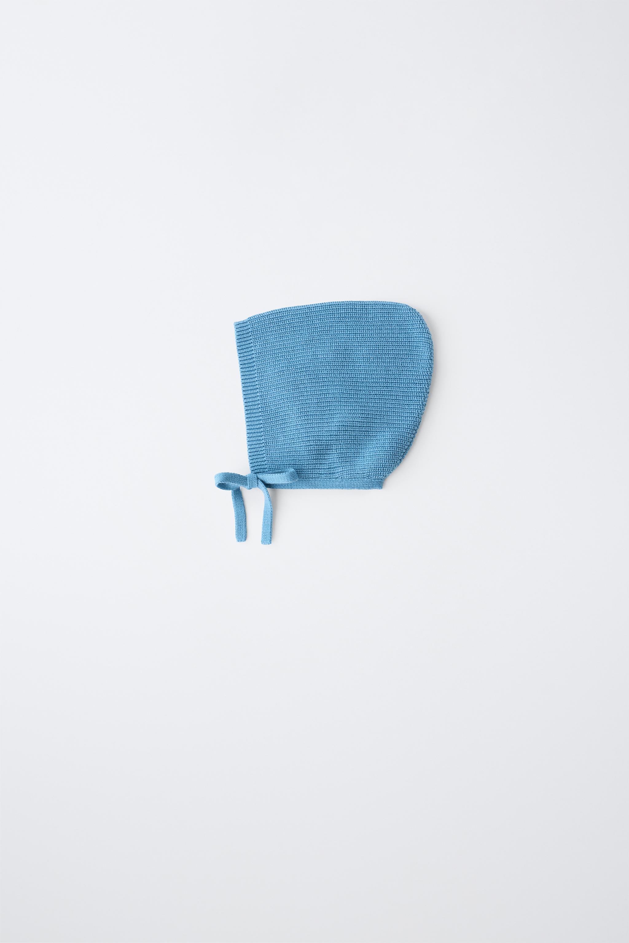 KNIT BONNET — Mid-blue