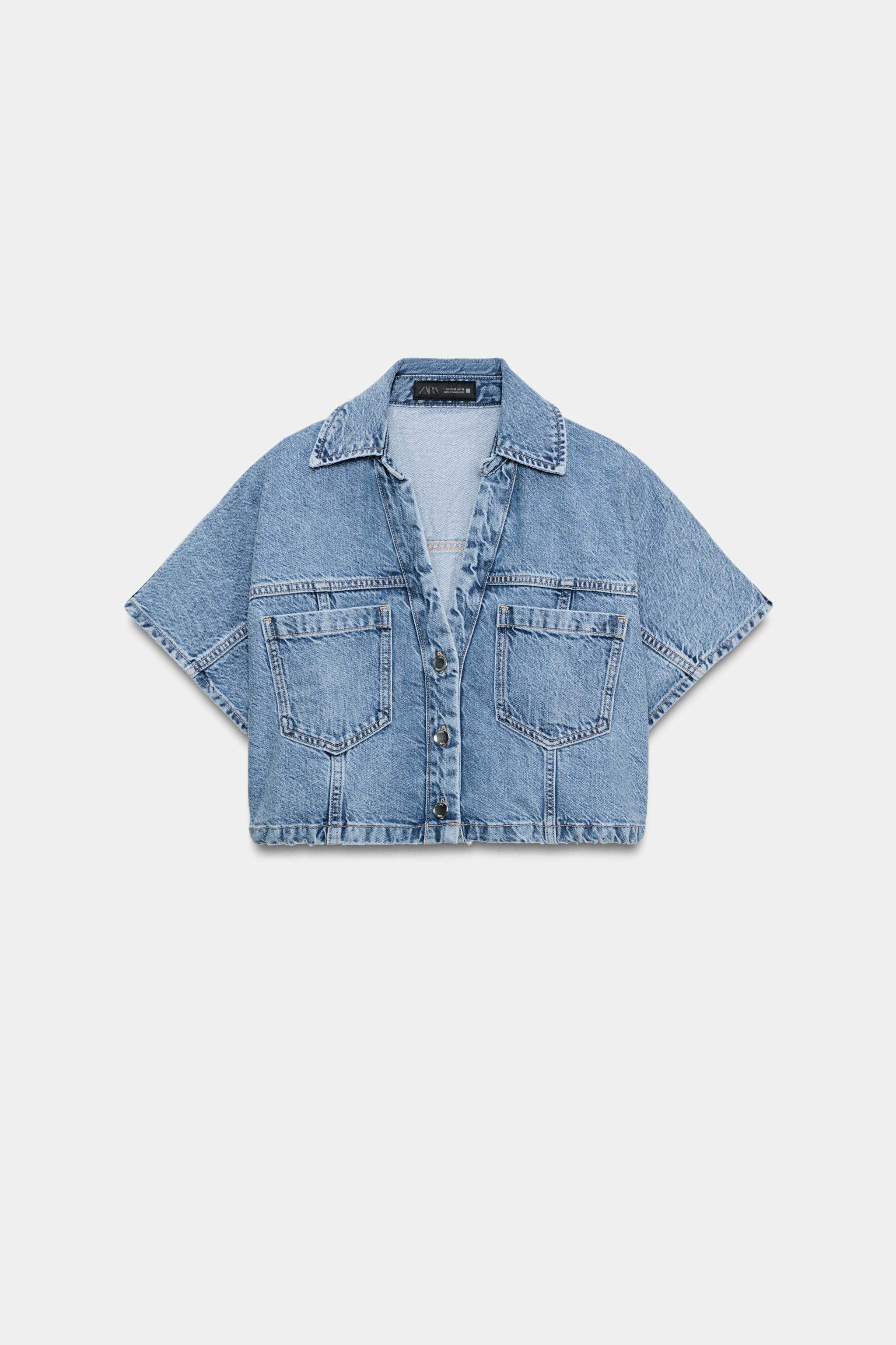 Zara Z1975 KISA DENIM GÖMLEK görsel 7
