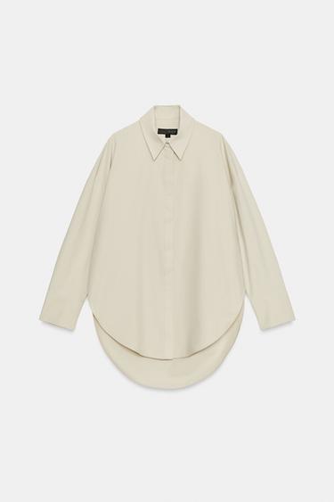 Zara PREDIMENZIONIRANA KOŠULJA ZW COLLECTION LIMITED EDITION – svijetlobež