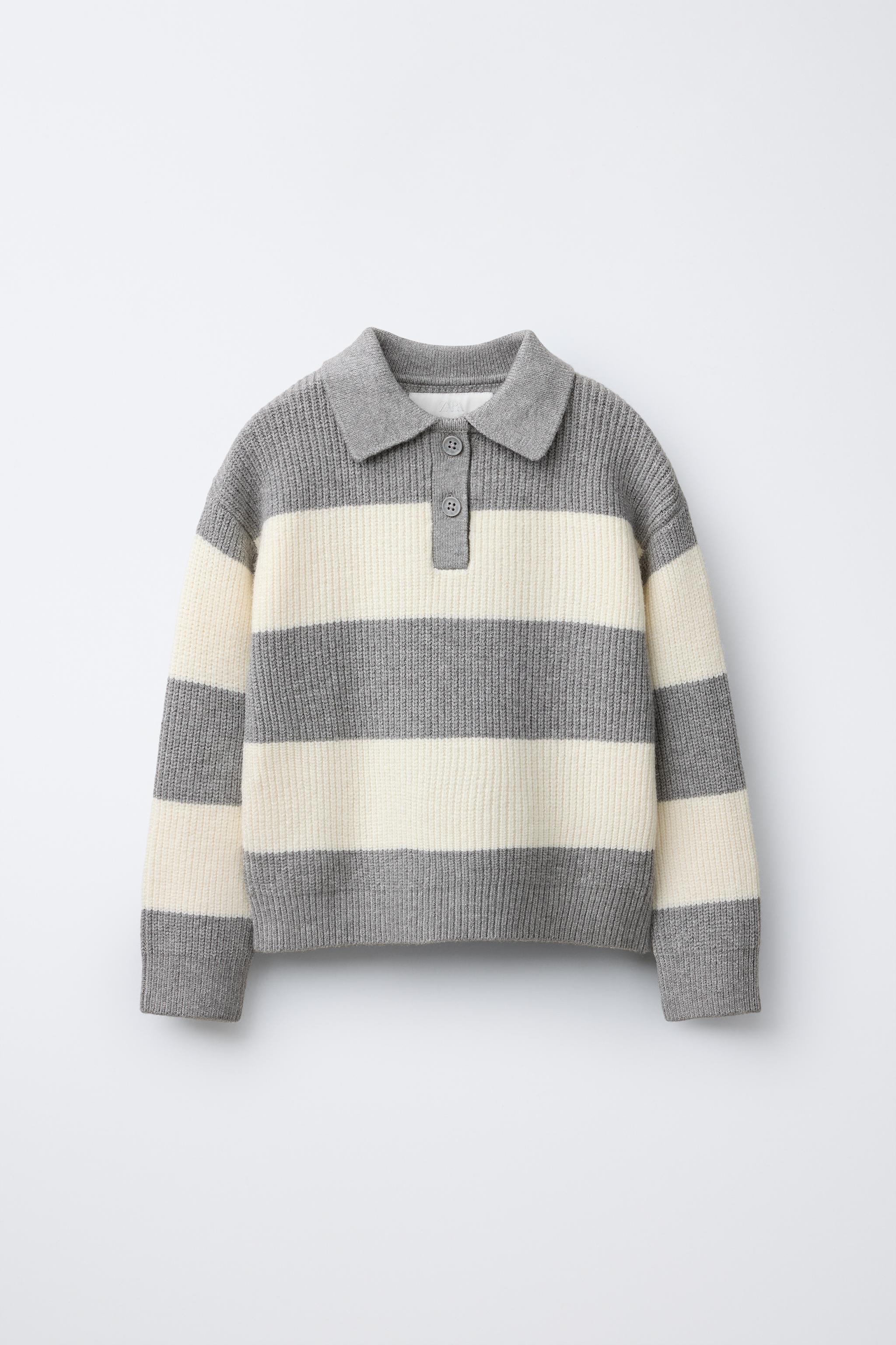 STRIPED KNIT POLO SWEATER - Striped | ZARA United States