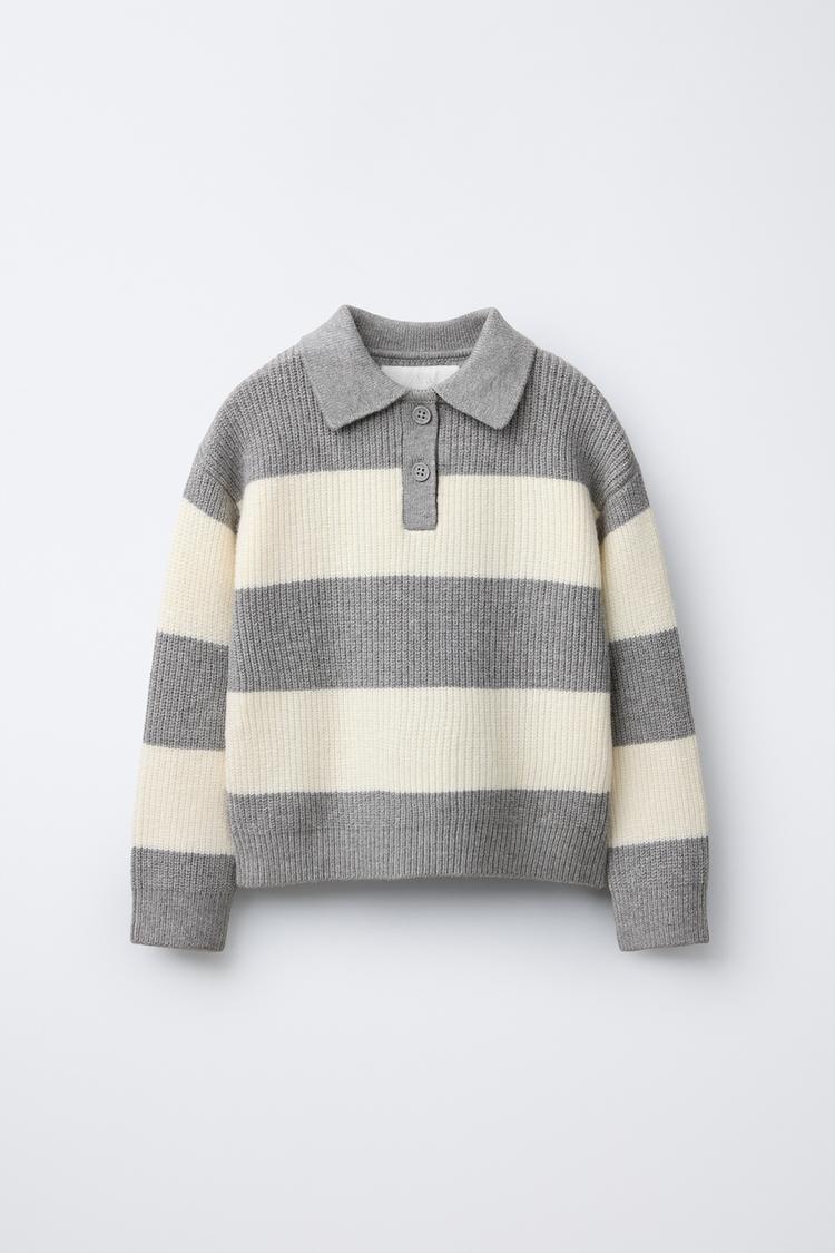 GESTREIFTER POLO-STRICKPULLOVER