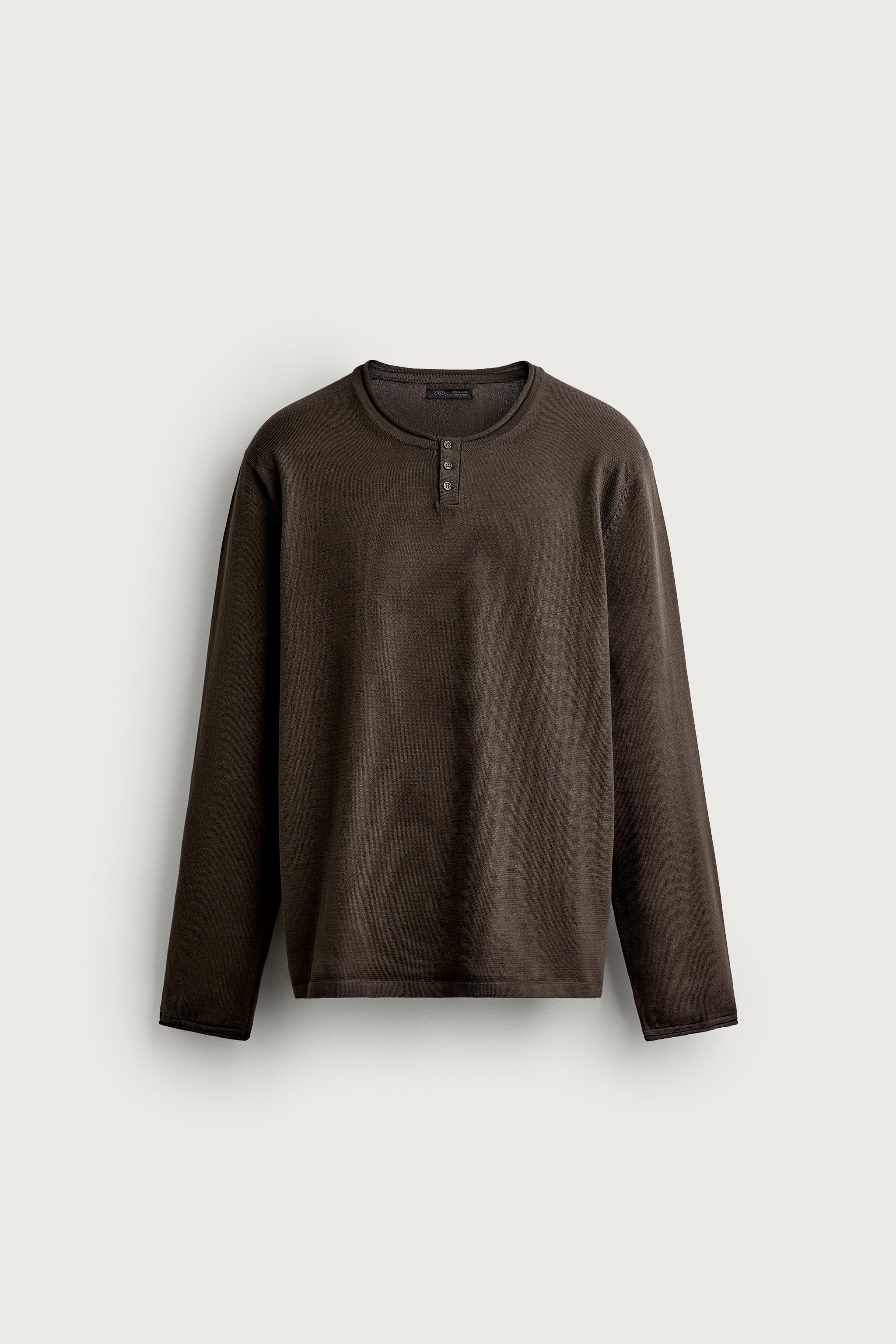 Zara HENLEY DÜĞMELİ TRİKO T-SHIRT görsel 7