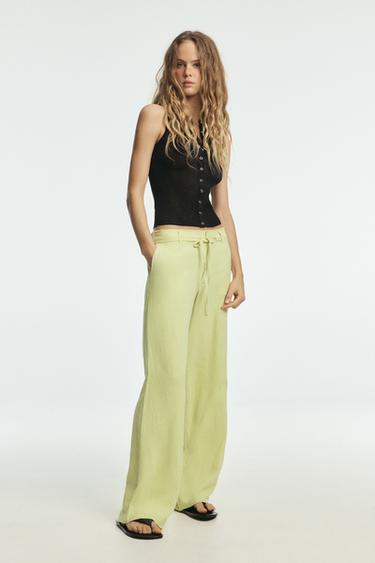PANTALÓN CON LINO LAZADA - Lima de Zara - Imagen 0