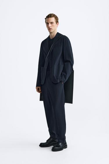 КОСТЮМНЫЕ БРЮКИ В ПОЛОСКУ — МОРСКОЙ СИНИЙ от Zara — изображение 0