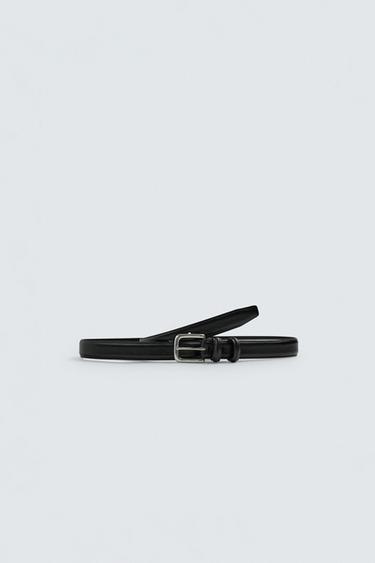 Zara NARROW LEATHER BELT - Black