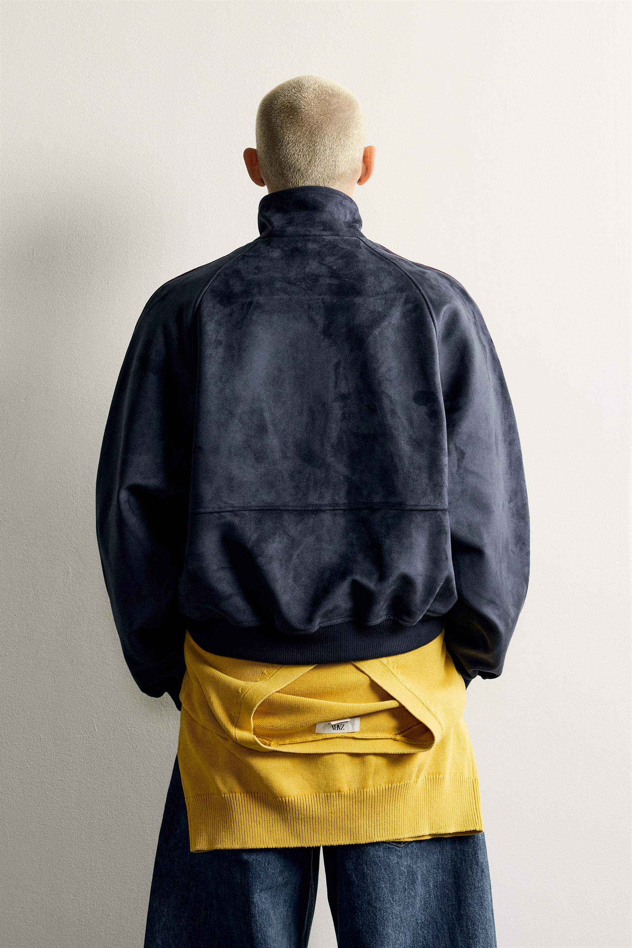 BLOUSON EFFET DAIM COLORIS CONTRASTE