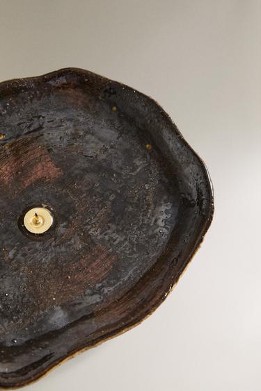 STONEWARE TEALIGHT HOLDER - Brown by Zara - Image 1