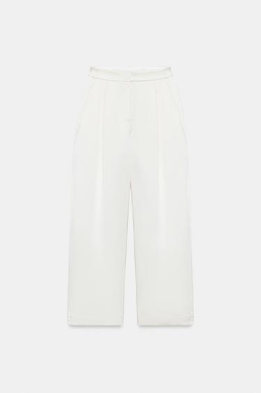 Zara SATIN BARREL PANTS - Ecru