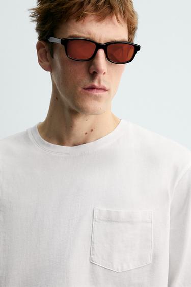 LONG SLEEVE T-SHIRT WITH POCKET AARON LEVINE X ZARA - White by Zara - Image 4