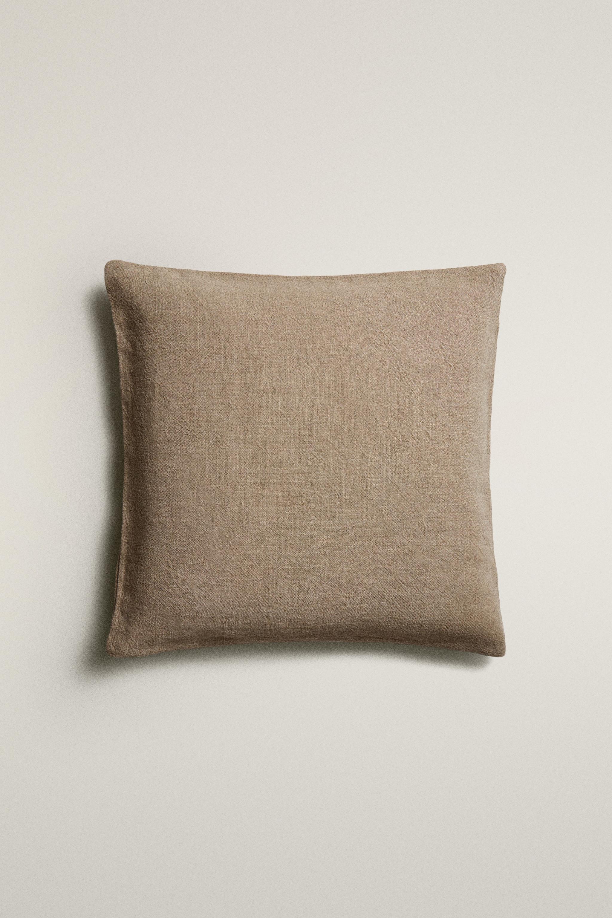 PLAIN FADED LINEN BEDSPREAD CUSHION COVER