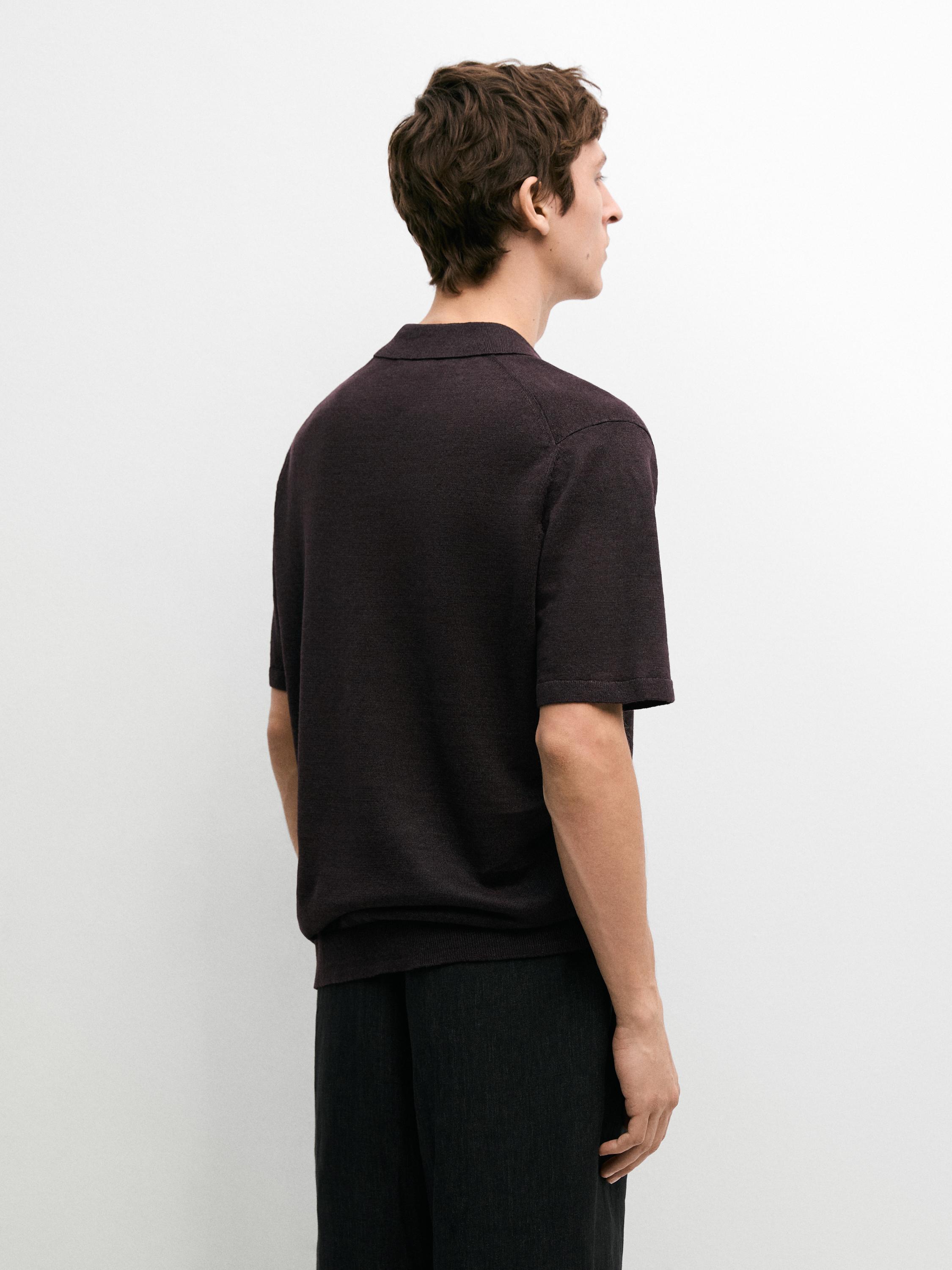 Linen V-neck polo sweater