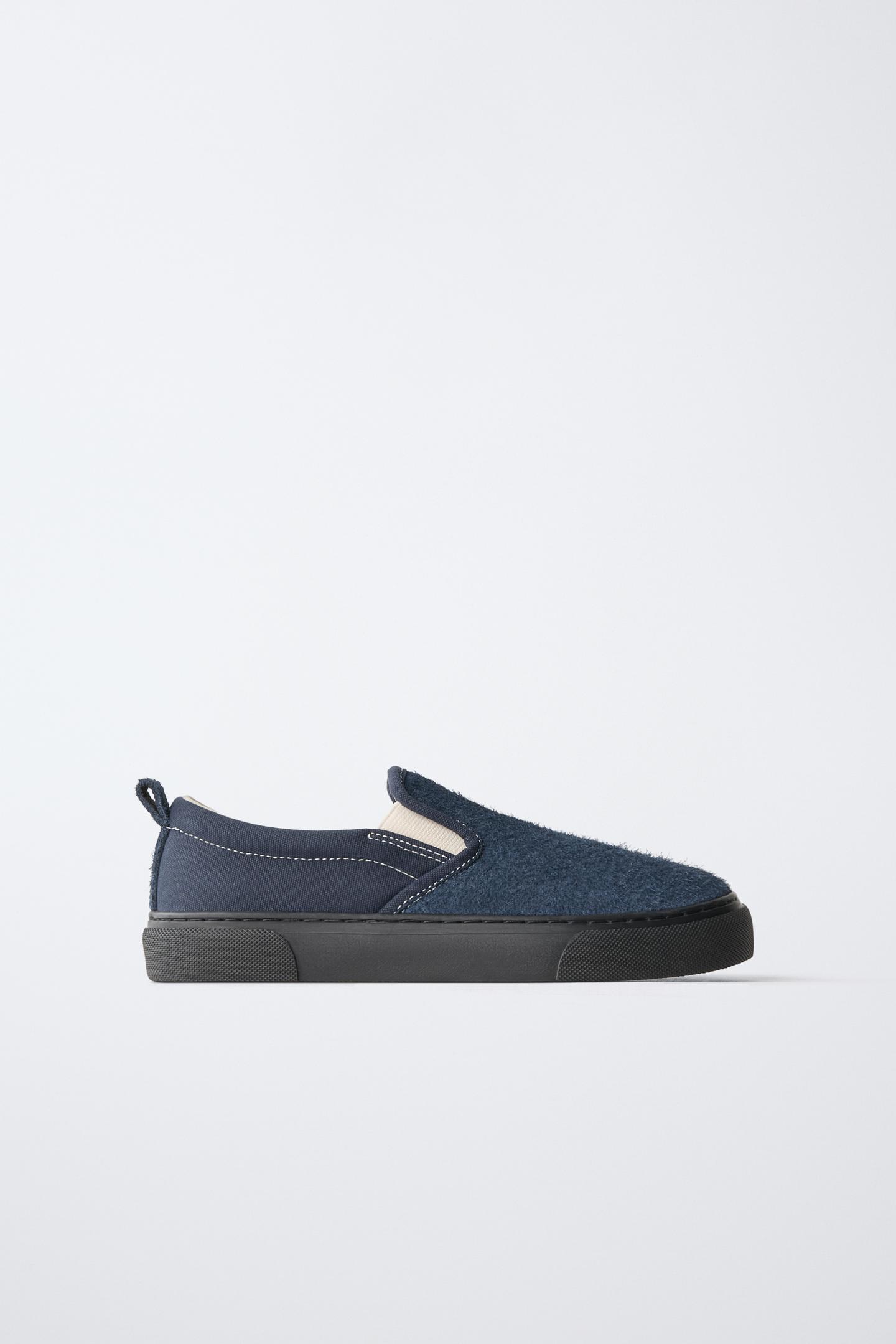 Детские кроссовки Zara Contrast Plimsolls, цвет: Синий — фото 1