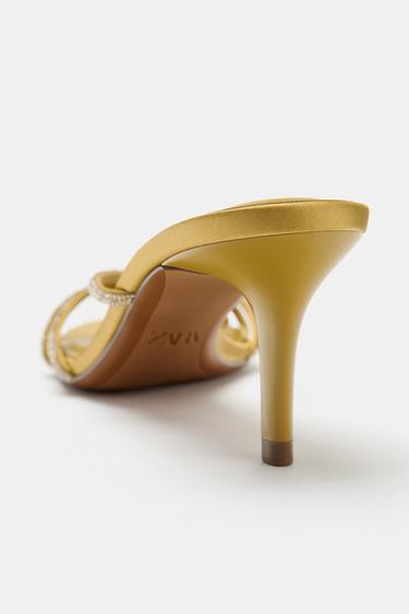 SANDALES À TALONS AVEC APPLIQUES - Vert de Zara - Image 3