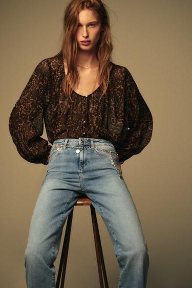 BLUSA SEMITRANSPARENTE ESTAMPADO ANIMAL - Leopardo de Zara