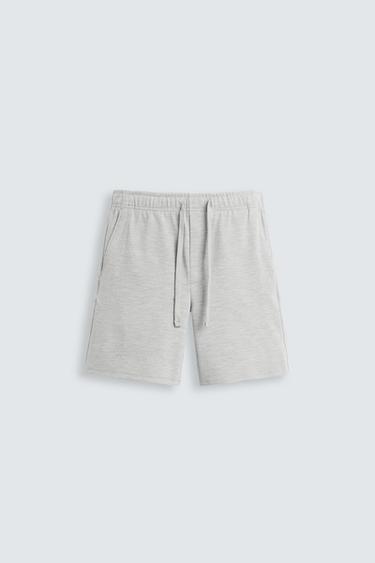 Zara TEXTURED COMFORT SHORTS - Gray